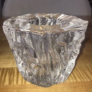 Orrefors Swedish ICEBERG Crystal  Candle Holder Vintage 3” Icy Textured …